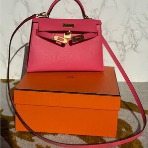 Hermès Mini Kelly Sellier II 20 in Rose Azalée Epsom Leather